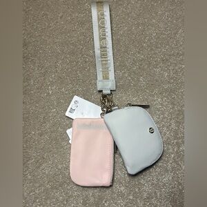 Lululemon Dual Pouch Wristlet Vapor Gold White VPOR/GOLD/WHT Wordmark